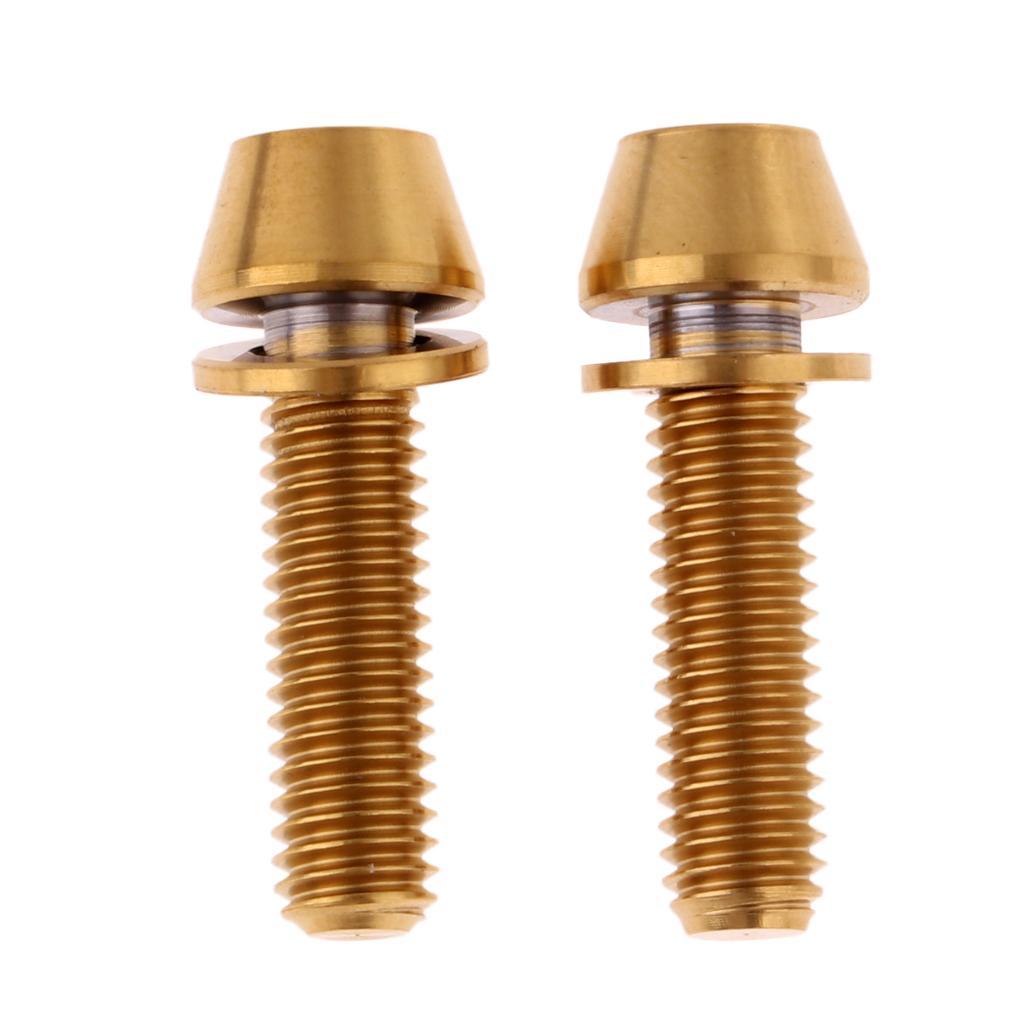 2 M5 Titanium Alloy Bike Bolts Tapered Head Screw & Washer Gasket - Lightweight & Durable