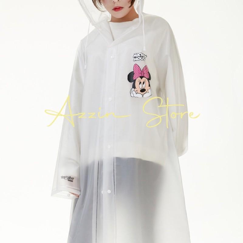 Áo Mưa Chuột Mickey Minnie Mouse Hoạt Hình Disney Dễ Thương Măng Tô Chất Liệu Nhựa PVC Màu Trắng Trong Và Màu Đen Đi Mưa