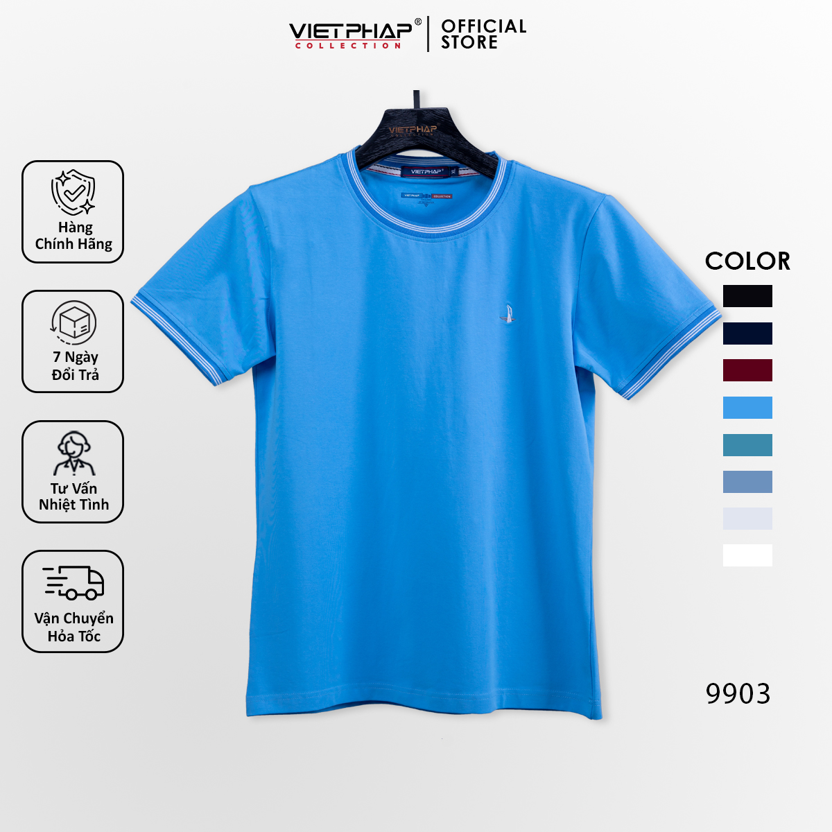 Áo Thun T-Shirt Nam Cao Cấp VIỆT PHÁP /  Chất liệu cotton 4 chiều, co dãn và thấm hút mồ hôi  9903