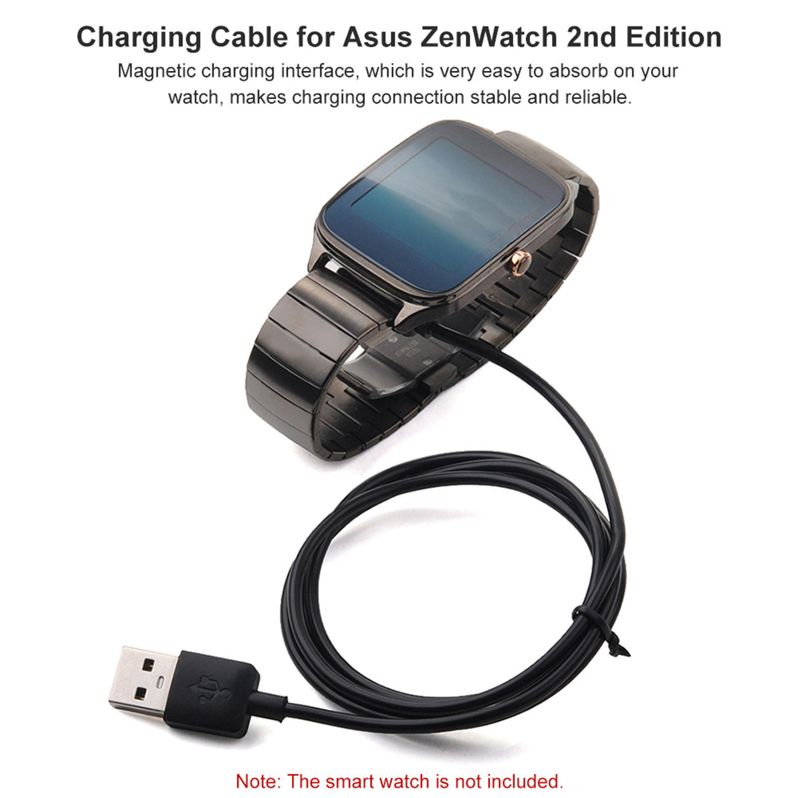 Cáp sạc đồng hồ thông minh cho Asus ZenWatch thứ 2 với giao diện USB dài 1 mét có từ tính