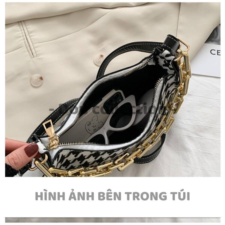 Túi Xách Đeo Chéo Thời Trang Thu Đông Phối Xích Họa Tiết HOUNDSTOOTH Sành Điệu - Mã XT031