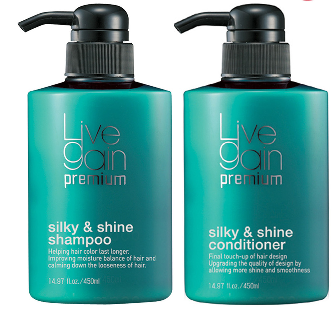 Bộ Gội + Xả Giữ Màu Nước Hoa Livegain Premium Silky &amp; Shine Hàn Quốc