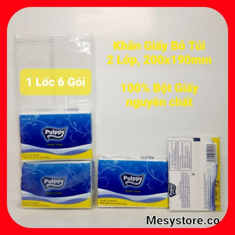Khăn Giấy Lụa Pullpy Bỏ Túi Đặc Biệt Cho Da Nhạy Cảm 1 Lốc 6 Gói