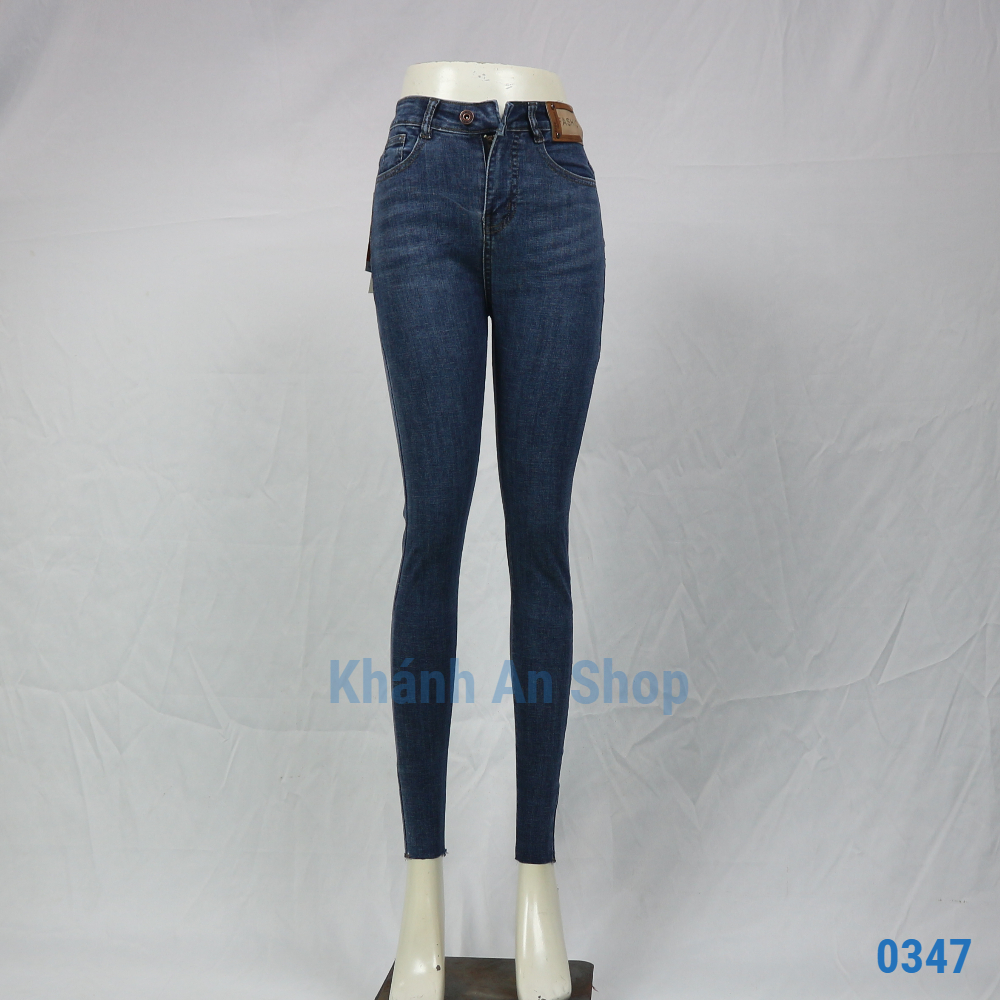 Quần lưng nữ lưng cao wash râu mèo lai cắt 0347