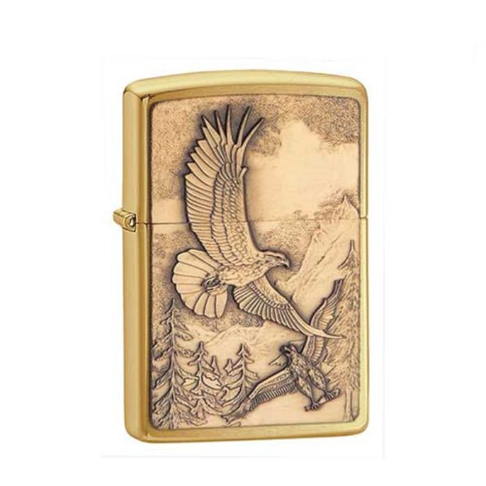 Bật Lửa Zippo Lighter Where Eagles Dare Emblem Brushed Brass Chính Hãng Usa