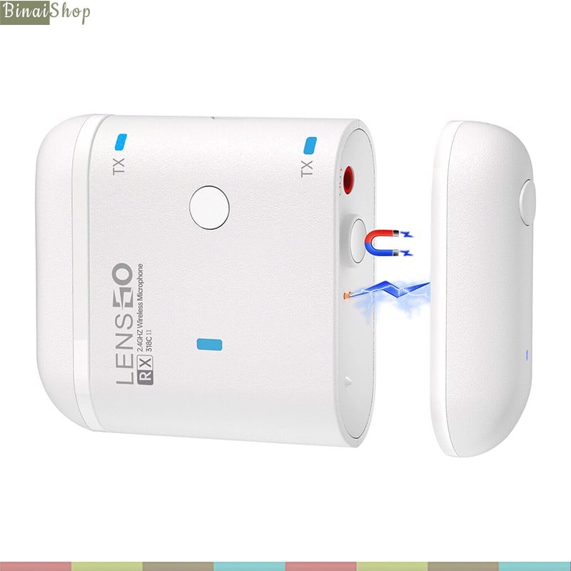 Hình ảnh Lensgo 318C II - Micro Cài Áo Không Dây 2.4GHz, Trang Bị Eco, Tích Hợp Sạc RX, Cho Smartphone, Máy Ảnh Máy Quay, Phạm Vi Hoạt Động 100m (Tặng Tay Cầm Lensgo L3)- hàng chính hãng