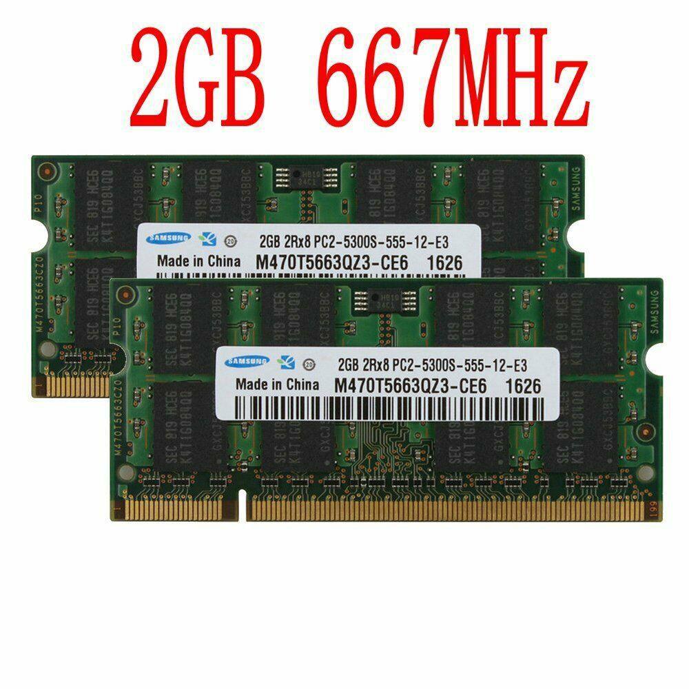 Bộ Nhớ Ram 2x2GB PC2-5300S DDR2 667MHz CL5 Cho Laptop Ap Laptop "Core 2 Duo" 2.13 13"