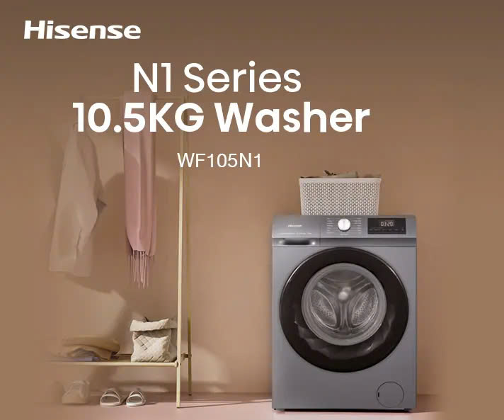 Máy giặt Hisense Inverter Pro 10.5 kg WF105N1 Giặt hơi nước diệt khuẩn, bảo hành 3 năm - HÀNG CHÍNH HÃNG