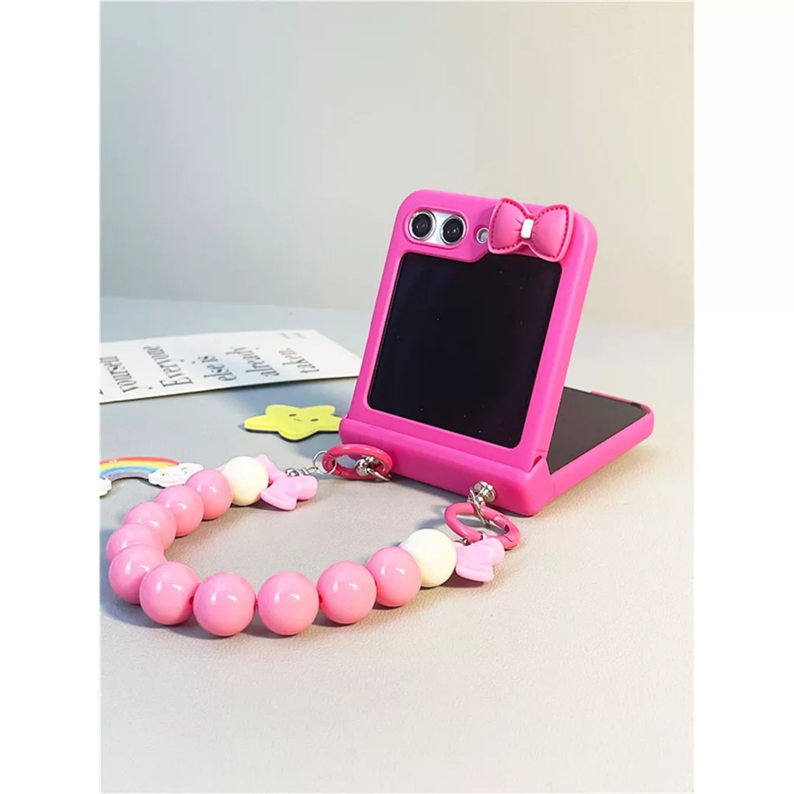 Ốp lưng cho samsung Zflip5 - Z flip5 - Z flip 5 hồng Hotpink siêu dễ thương