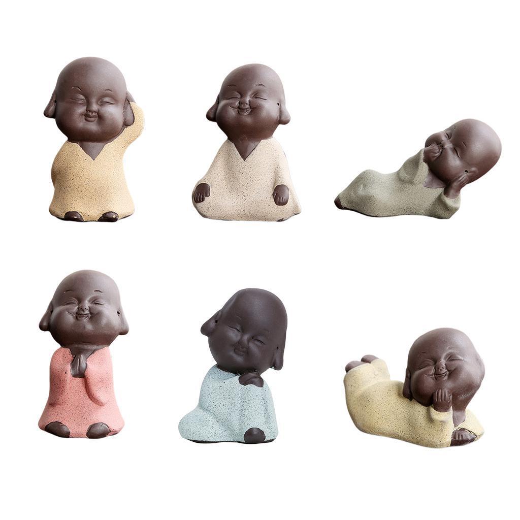 Ceramic Small Buddha Statue Baby Kids Monk Figurine Tea Pet Ornaments A.