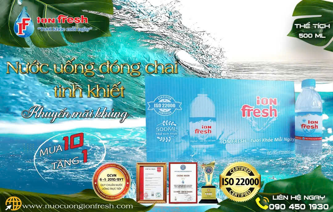 Nước uống đóng chai tinh khiết 500ml - iON FRESH thùng 24 chai