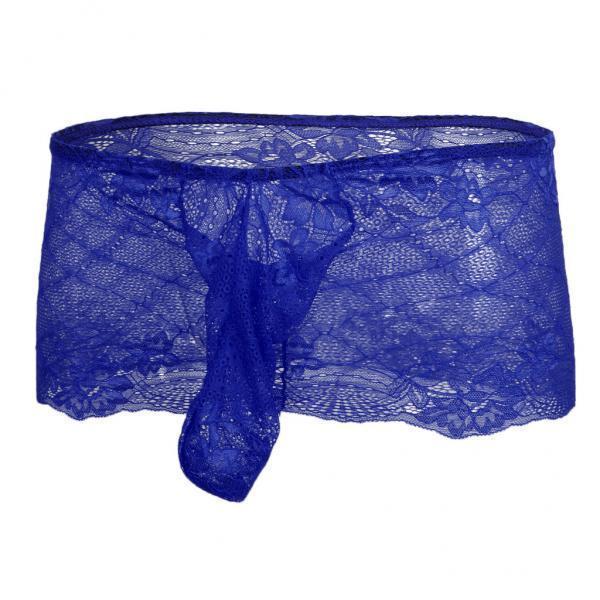 2-3pack Men's Lace Floral Sissy Pouch Panties Girlie Skirted Mesh Thong