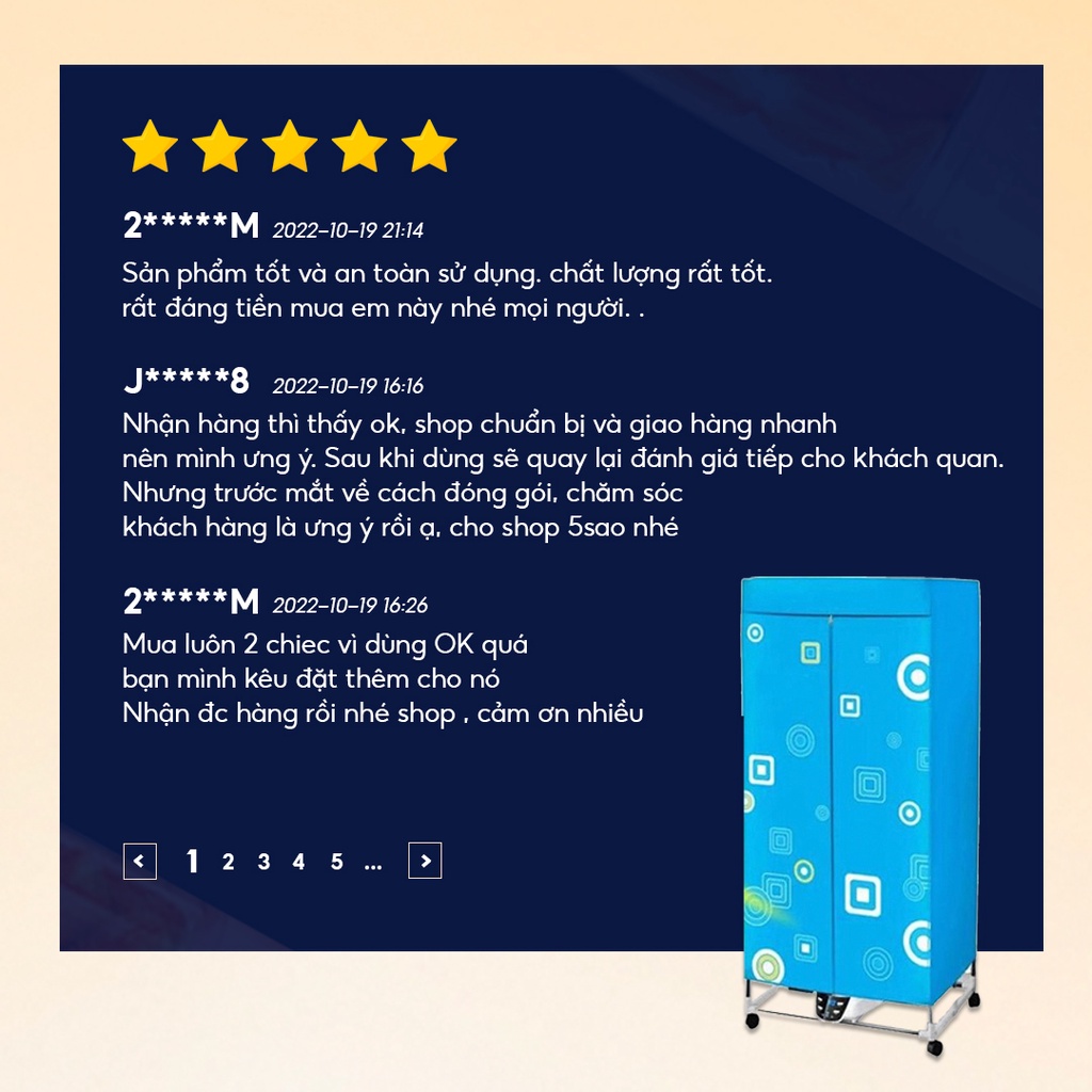 Tủ sấy quần áo khung inox 2 tầng có điều khiển từ xa, sấy quần áo nhanh khô có Bảo hành 12 tháng -  Hàng chính hãng