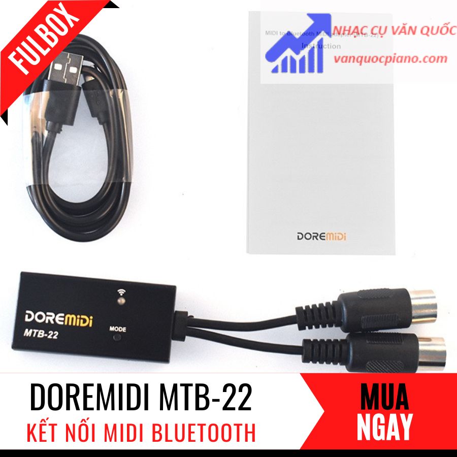 Cáp Midi Không Dây Đầu Cắm Tròn 5 Chân DOREMiDi MTB22 Bluetooth 5.0 Tốc Độ Cao Cho Đàn Piano, Organ MTB-22