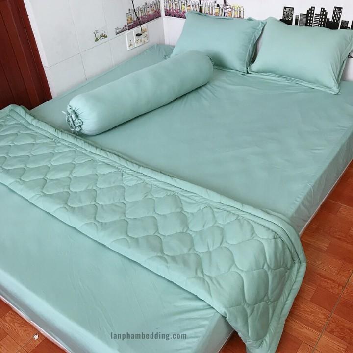 Bộ 4 Món Ga Gối Thun Mát Mềm Cao Cấp - Xanh Matcha