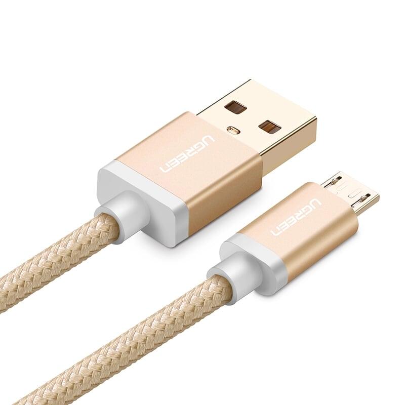 Ugreen UG30660US134TK 1M màu Vàng Cáp sạc truyền dữ liệu USB 2.0 sang MICRO USB đầu mạ vàng - HÀNG CHÍNH HÃNG