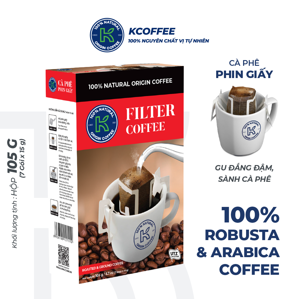 Cà phê túi lọc K-FILTER tiện lợi (105g/Hộp)