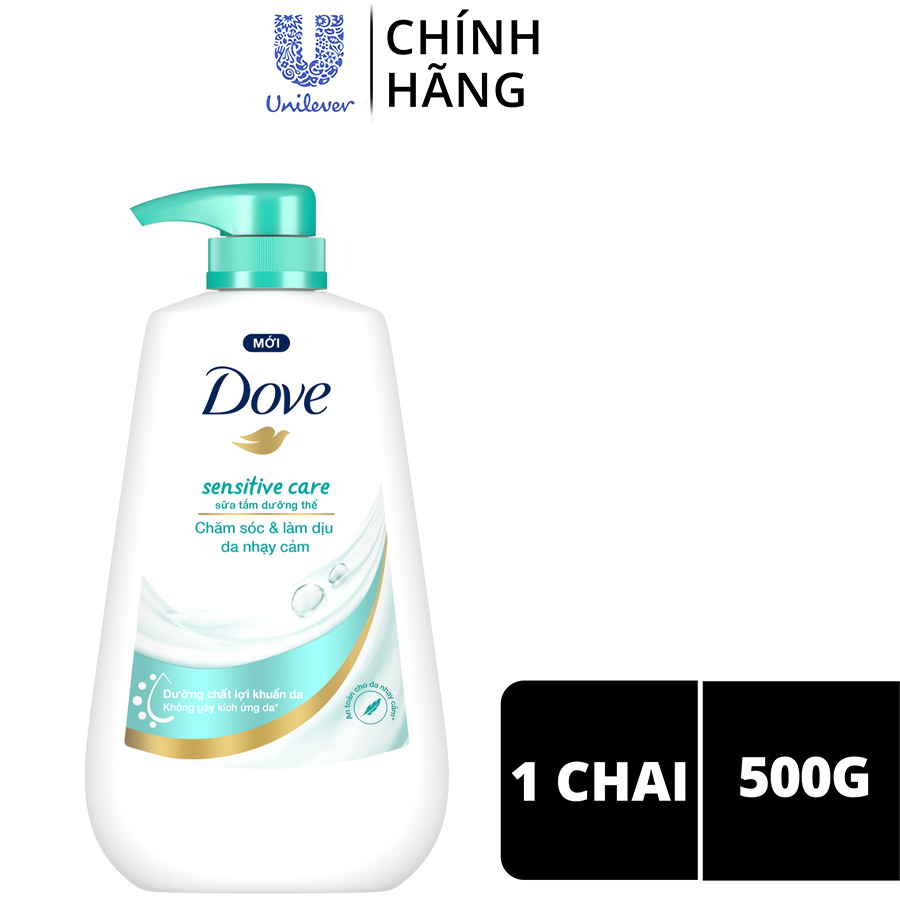 Sữa tắm dưỡng thể Dove Sensitive care chăm sóc da nhạy cảm với công thức không kích ứng da 500g