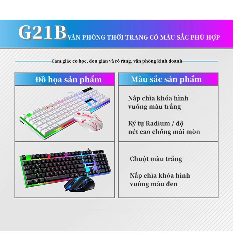 Bàn Phìm Chuột Bàn Phím Gaming G21 có dây Kèm Chuột Máy Tính Bộ Bàn Phím Và Chuột Cảm Giác Cơ Học Phát Sáng USB