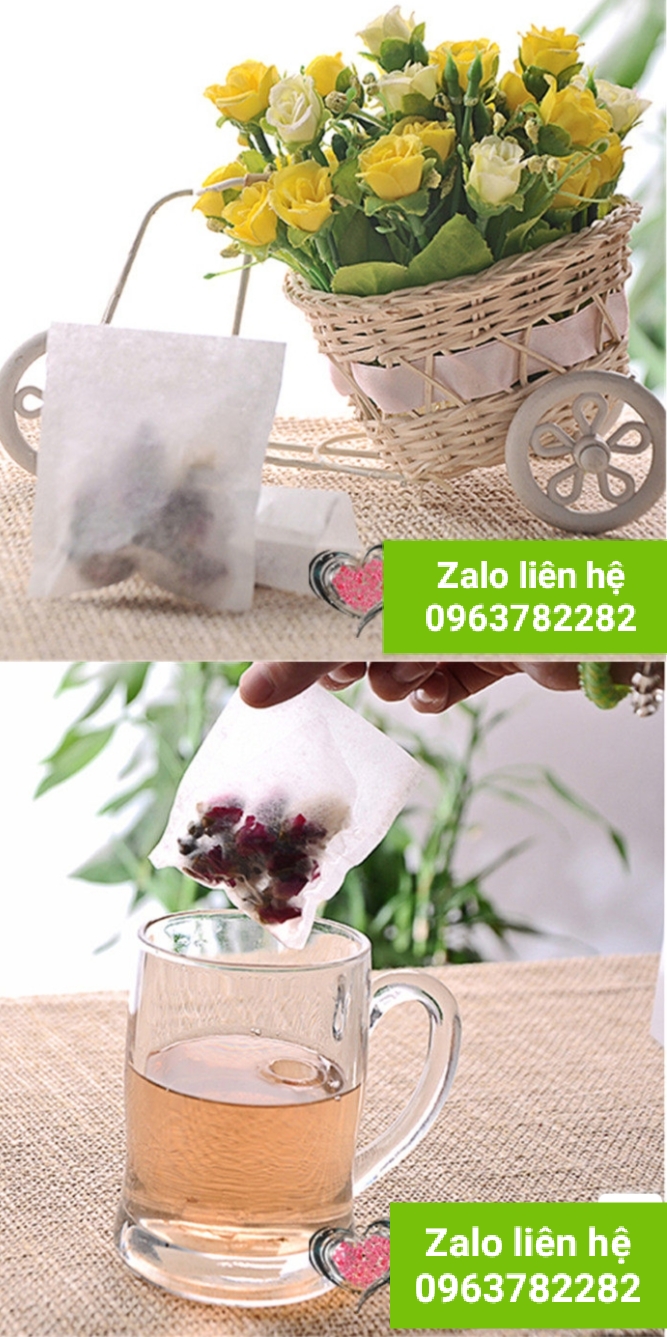 Set 100 túi lọc trà không dây kích thước 5.5*7 cm vải không dệt