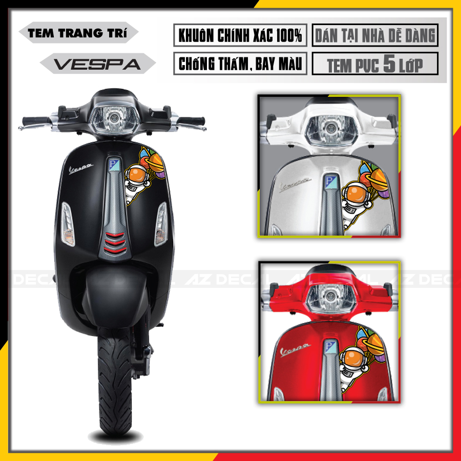 Tem Vespa Phi Hành Gia Bóng Bay | VP29 | Decal Cho Xe Vespa Sprint/Primavera/GTS/LX