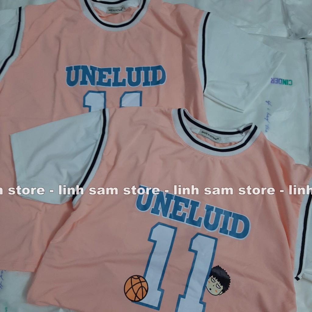 Áo thun tay lỡ nữ sports  freesize phông form rộng Unisex, mặc lớp, nhóm, cặp phối kiểu bóng rổ in SỐ 11 chữ UNELUID