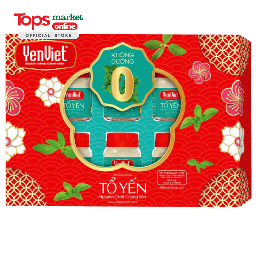 Hộp 6 Lọ Tổ Yến Nguyên Chất Chưng Sẵn Không Đường 70ML