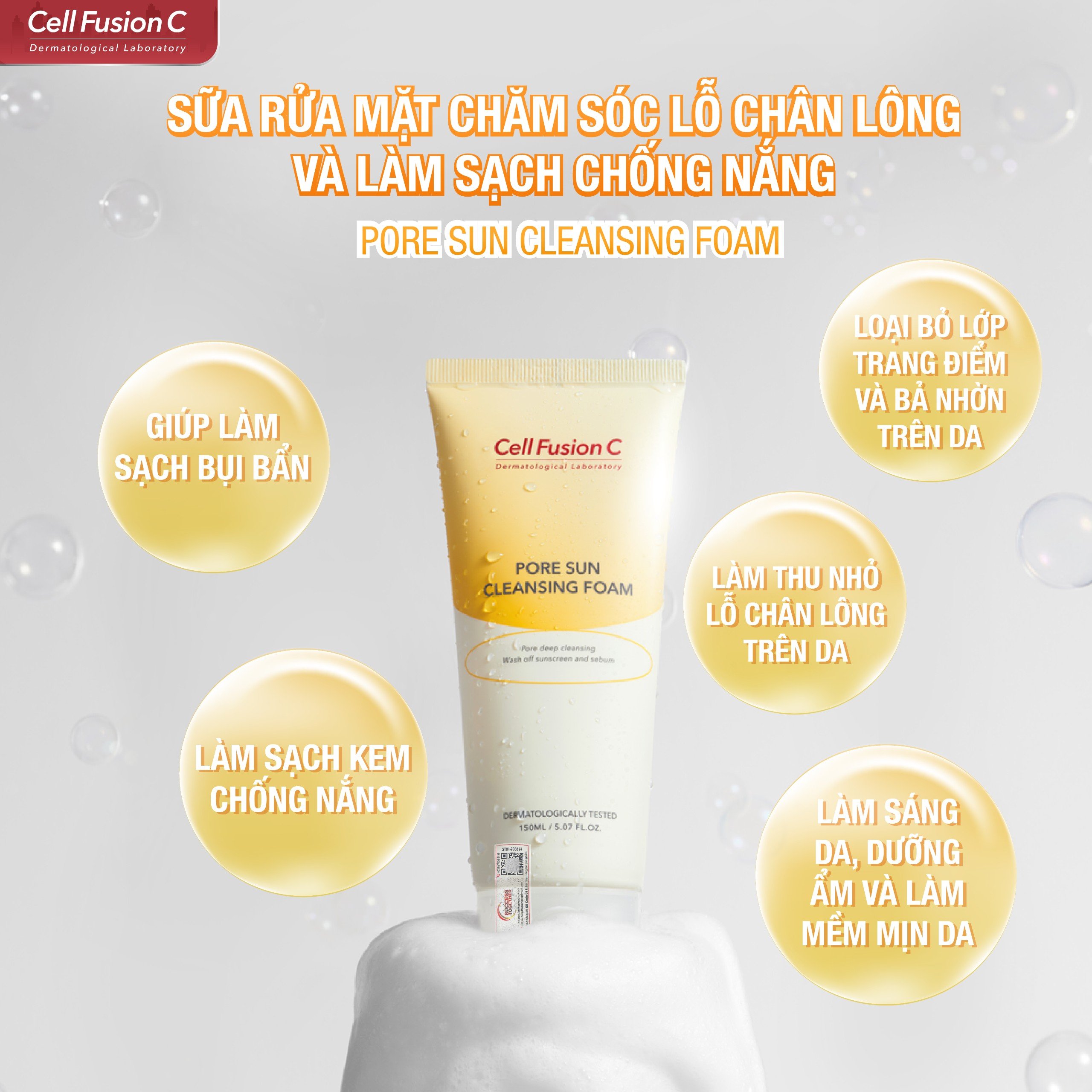 Sữa Rửa Mặt 5 trong 1 Cell Fusion C Pore Sun Cleasing Foam