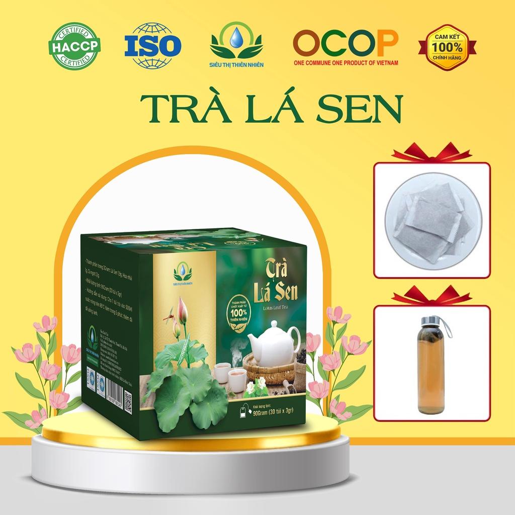 Đặc Sản Đồng Tháp - Trà Lá Sen hộp 30 Túi Lọc x 3Gram giúp giảm chảy máu cam, hạ huyết áp, tan máu tụ của Siêu Thị Thiên Nhiên - 1 hộp 30 túi lọc - OCOP 4 SAO