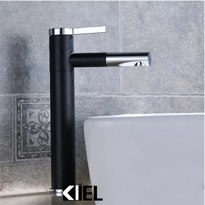 Vòi Lavabo nóng lạnh tĩnh điện đen 30cm cao cấp