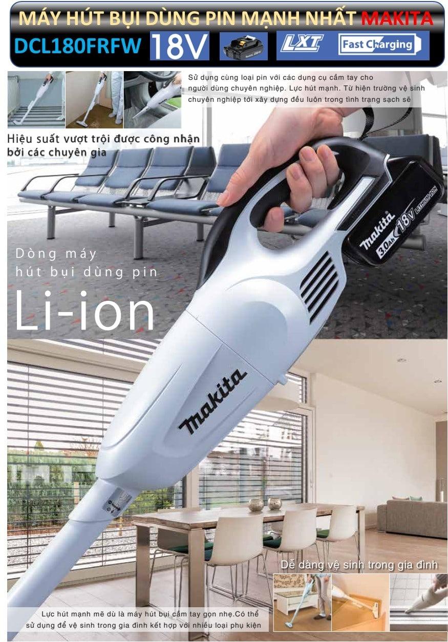 MÁY HÚT BỤI DÙNG PIN 18V MAKITA DCL180FRFW - HÀNG CHÍNH HÃNG