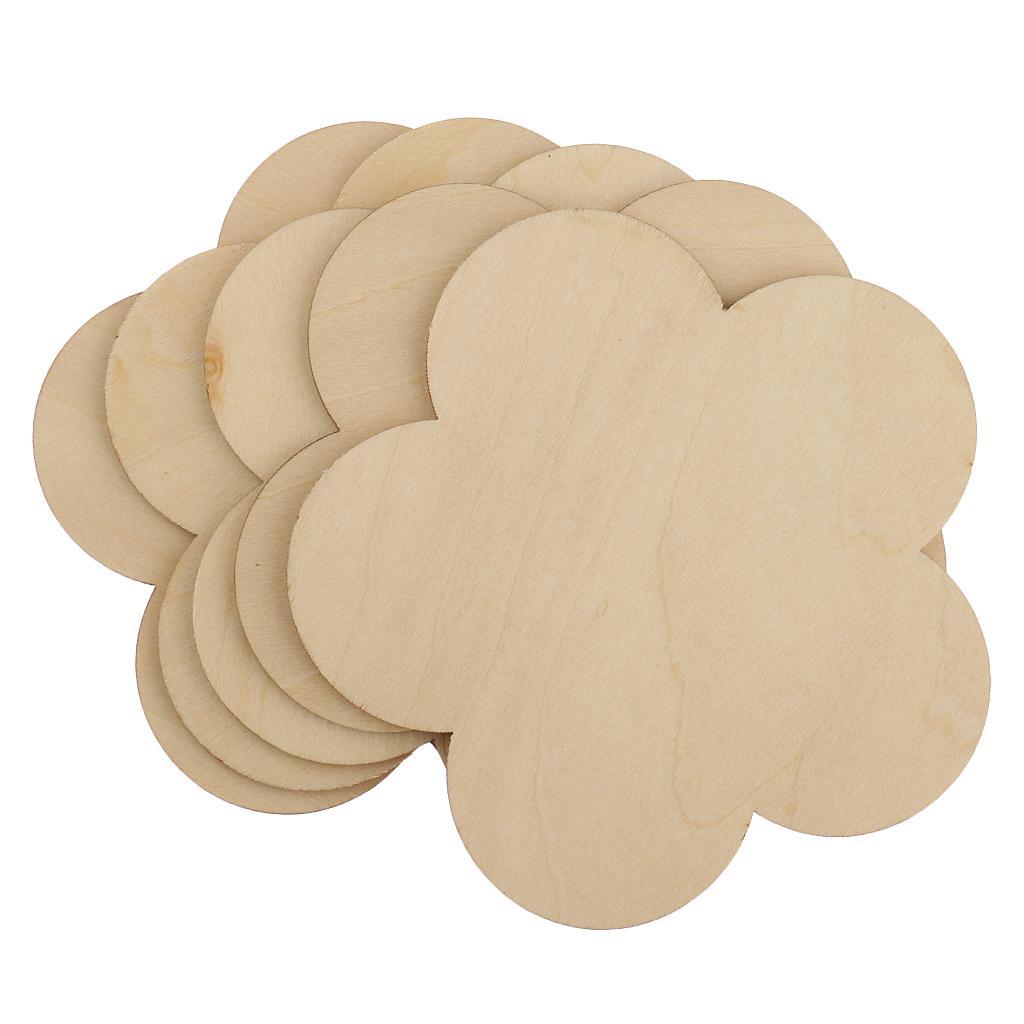 4-8pack Flower Shape MDF Unfinished Wood Pieces Blank Plaque Craft 100mm 5