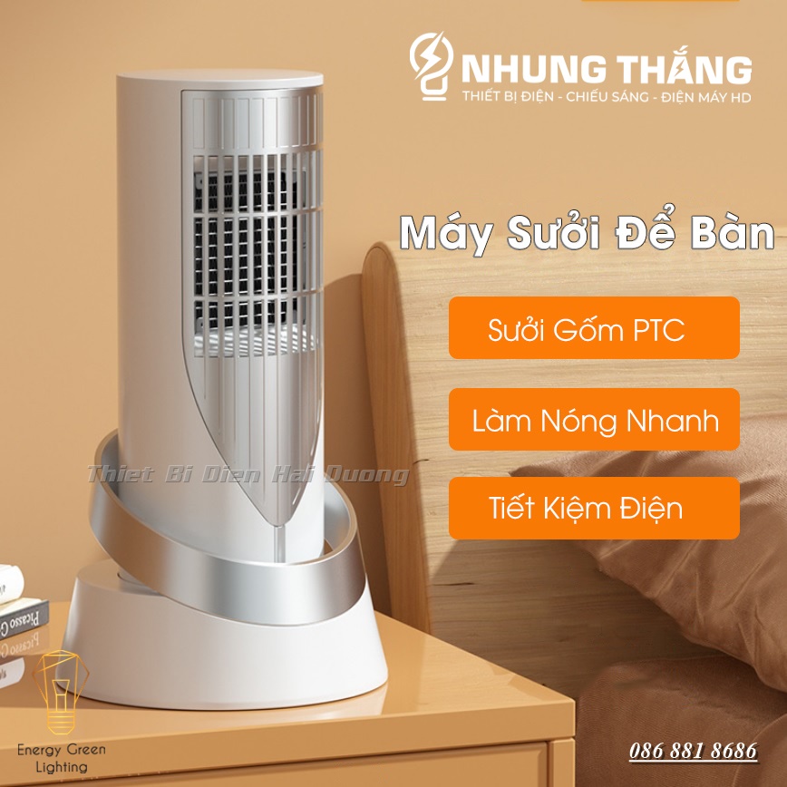 Máy Sưởi Để Bàn MS-011s, Quạt Sưởi Mini - Công Nghệ Sưởi Gốm PTC Ceramic-Làm Nóng Nhanh -Tích Hợp Tản Gió - Có Video