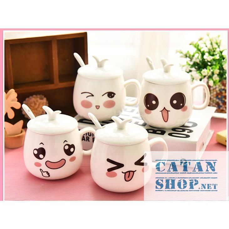 01 LY SỨ , CỐC, TÁCH GỐM SỨ HÌNH CẢM XÚC, HAPPY EMOTION CHỊU NHIỆT TỐT_HK062