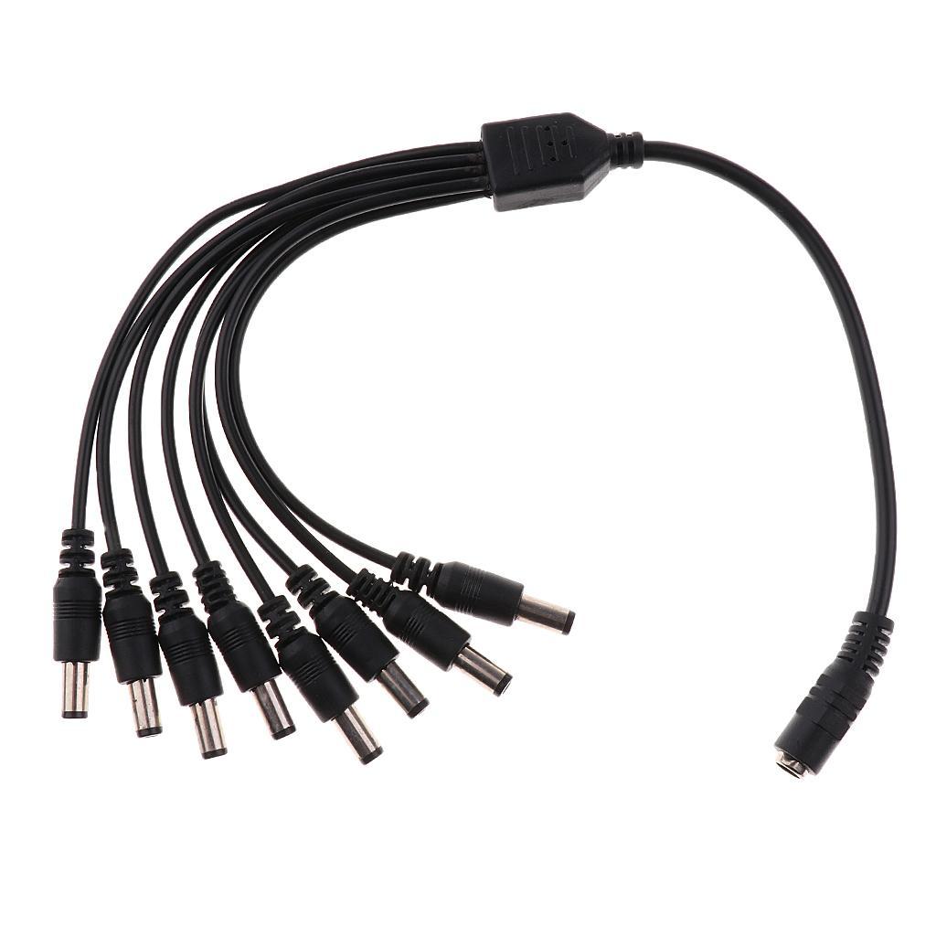 39cm Power Supply Adapter 8 Split Power Cable for CCTV Camera DVR Black