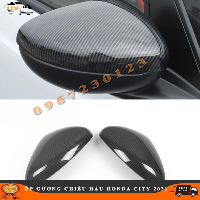 Bộ 2 Ốp Gương Chiếu Hậu cho HONDA CITY 2021 Cacbon Và Mạ Crom Chuẩn Phom Xe