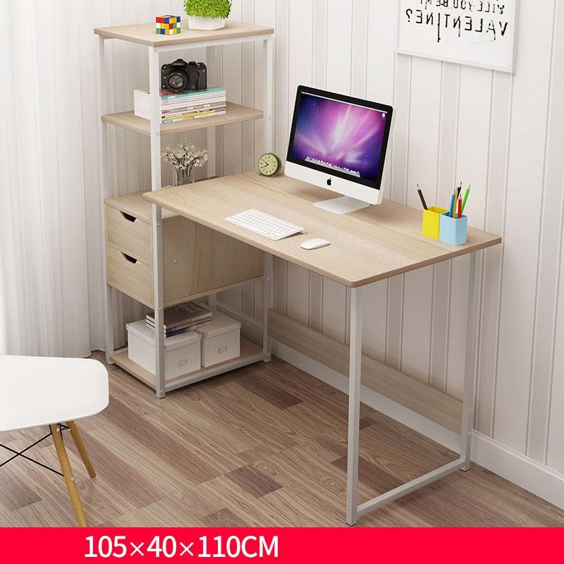 Bàn làm việc liền kệ sách có ngăn kéo dài 105cm D-Table ( Chất liệu gỗ nguyên tấm MDF chống trầy xước mặt bàn, chống ẩm)