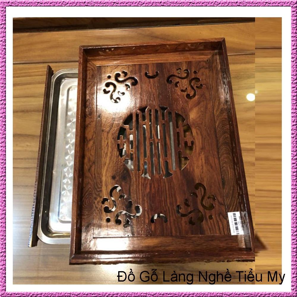 Khay Trà Gỗ Cẩm Đầu Rồng Chân Quỳ, Trạm khắc hoa văn cầu kỳ và tinh xảo