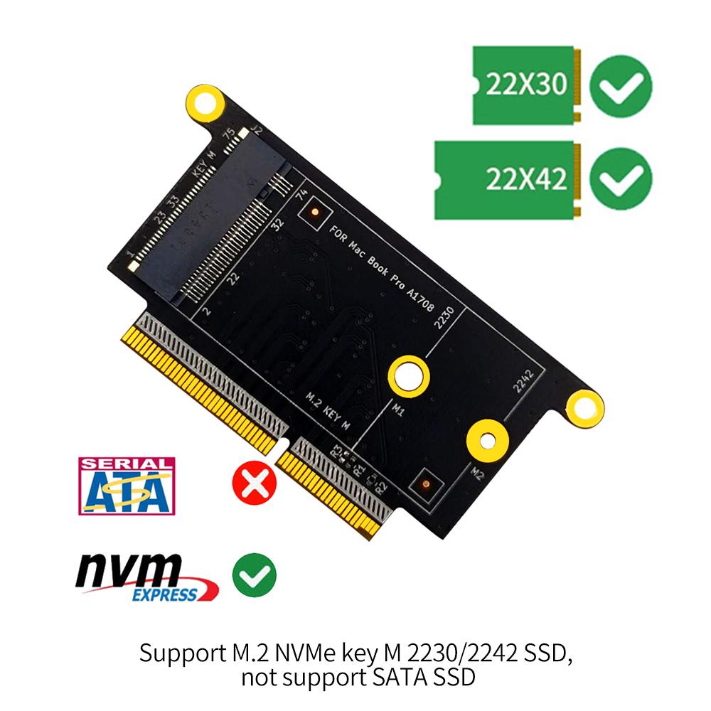 Thẻ chuyển đổi SSD sang giao diện M.2 NVMe M-key 2230/2242.Thay thế thẻ chuyển đổi SSD cho MacBook Pro A1708