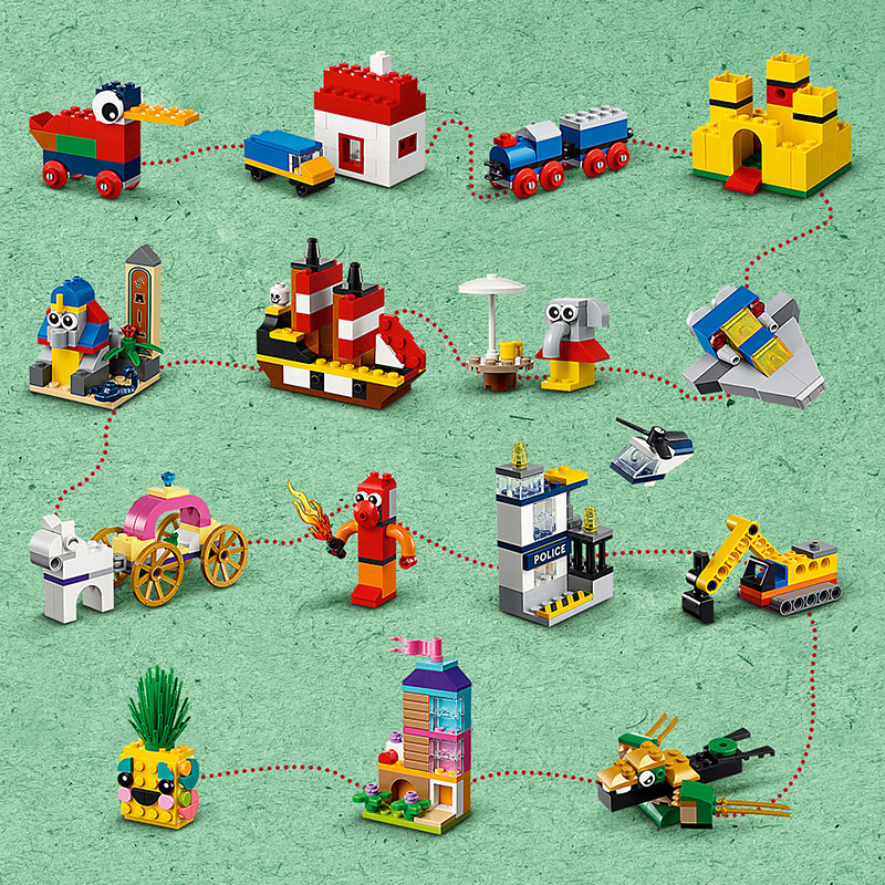 Đồ Chơi LEGO Hộp Gạch Classic Sáng Tạo Phiên Bản 90 Năm 11021