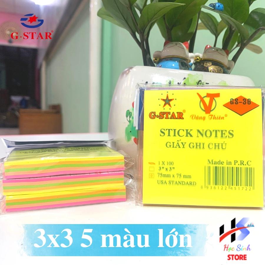 Giấy ghi chú, giấy note nhiều màu dạ quang Gstar GS 36, xấp 100 tờ tiêu chuẩn USA