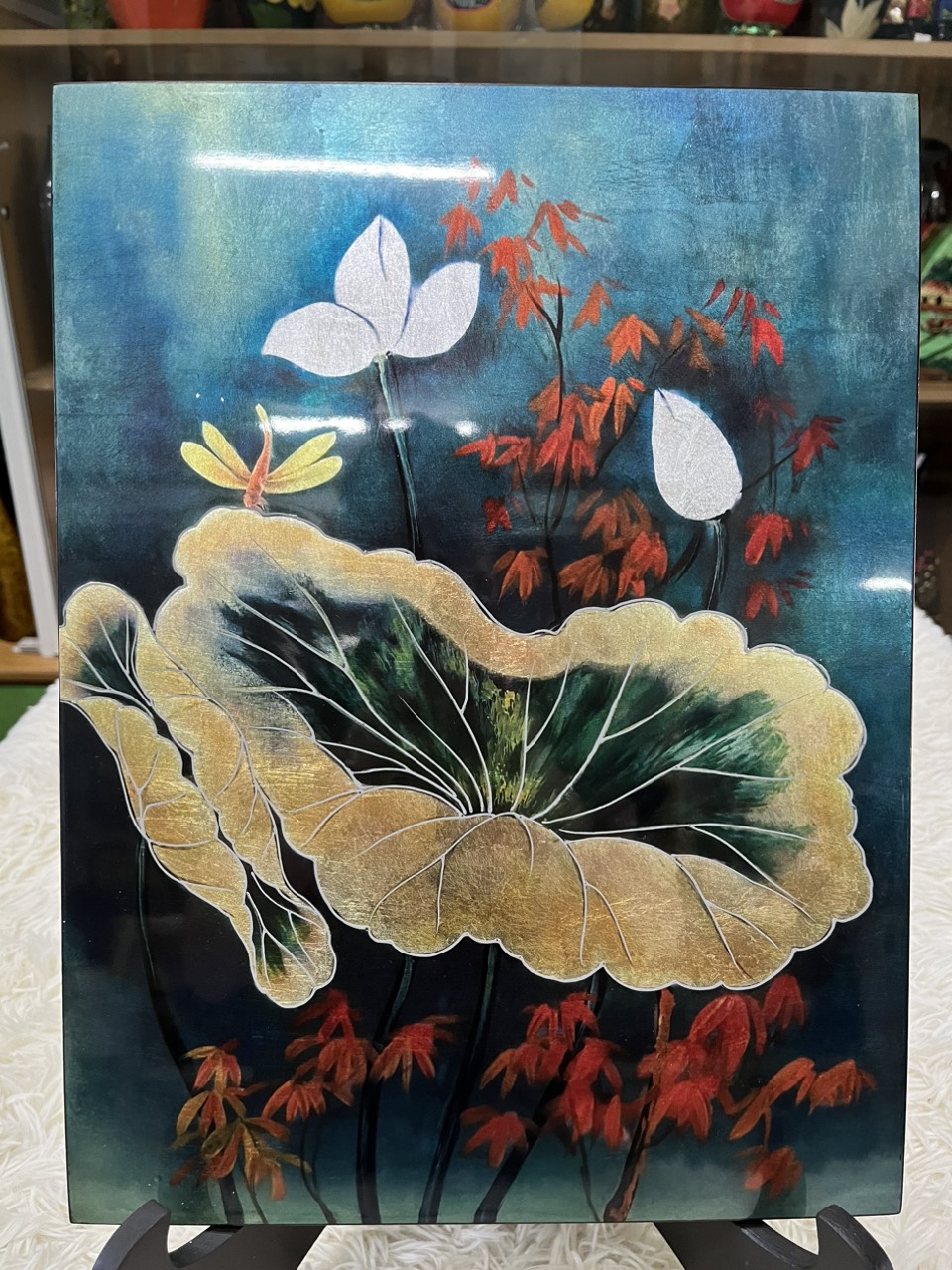 Tranh sơn mài vẽ màu kết hợp dát vàng/ bạc, hàng xuất khẩu 34x45cm ( kèm khung)