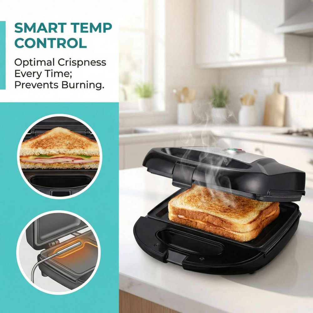 Máy kẹp nướng bánh mì đa năng 10IN1 Lumabella LB-57026 có đèn báo hiệu, khay nướng chống dính tháo rời, công suất cao, dễ sử dụng - DELIYA - HÀNG CHÍNH HÃNG