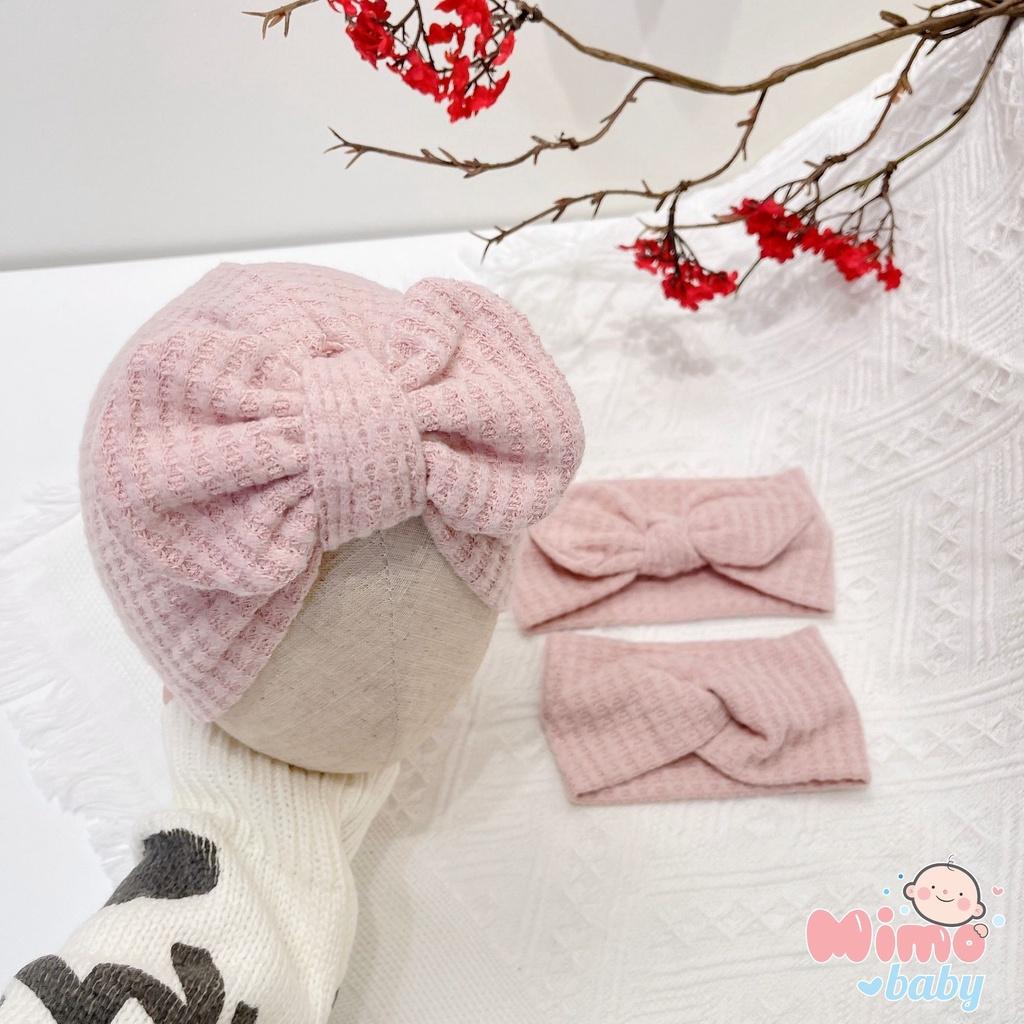 Mũ nón turban nơ hồng đáng yêu cho bé 5-10kg Mimo Baby MTB69
