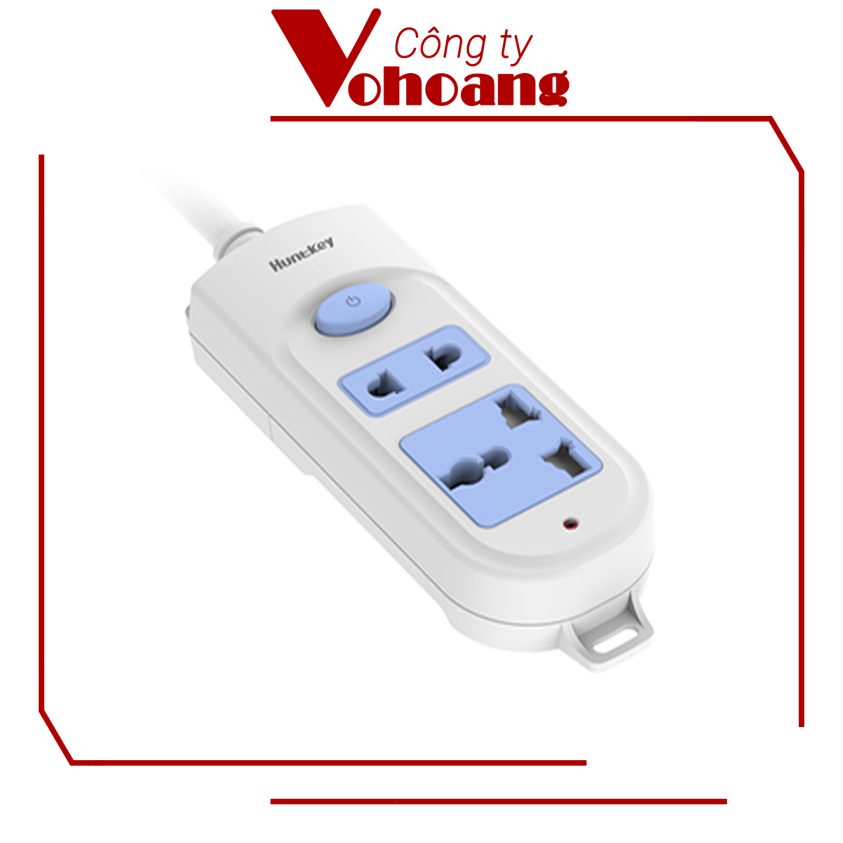 Ổ cắm điện 2 lỗ cắm Huntkey HK-A21 dây dài 3 mét, chịu tải 2500W với 1 lỗ cắm đa năng - Hàng chính hãng
