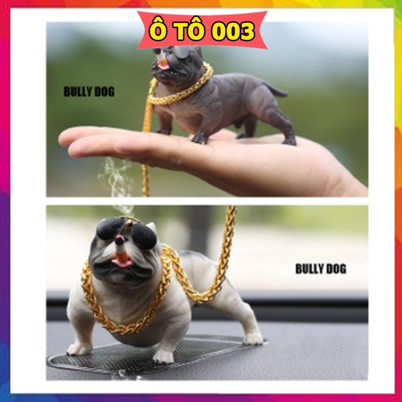 Tượng chó Pitbull đeo kính xã hội đen trang trí taplo ô tô, để bàn làm việc