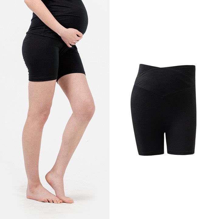 Quần Legging Bầu Cạp V, Ngắn, Không Siết Bụng, Chất Liệu Tencel Nhẹ, Mát, Co Dãn Tốt - Thương Hiệu Mothersbaby Hàn Quốc