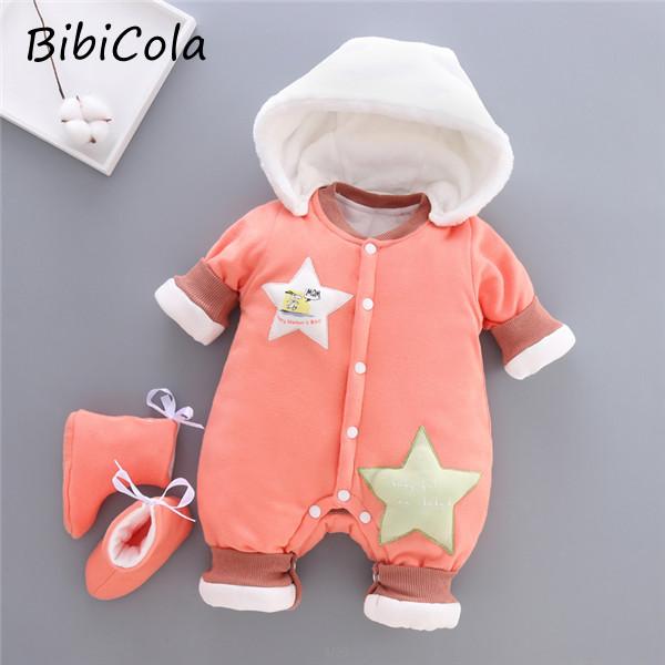 BibiCola Bé Gái Plus Nhung Dày Romper Áo Liền Quần Sơ Sinh Bodysuit Sơ Sinh Ấm Romper Áo Liền Quần Cho Bé Gái Tập Đi Bộ Quần Áo Cotton