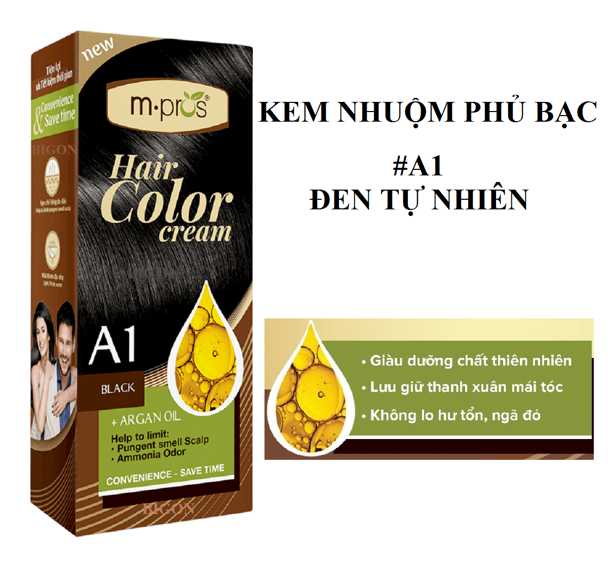 Kem Nhuộm Phủ Bạc M.Pros A1 -  Đen Tự Nhiên