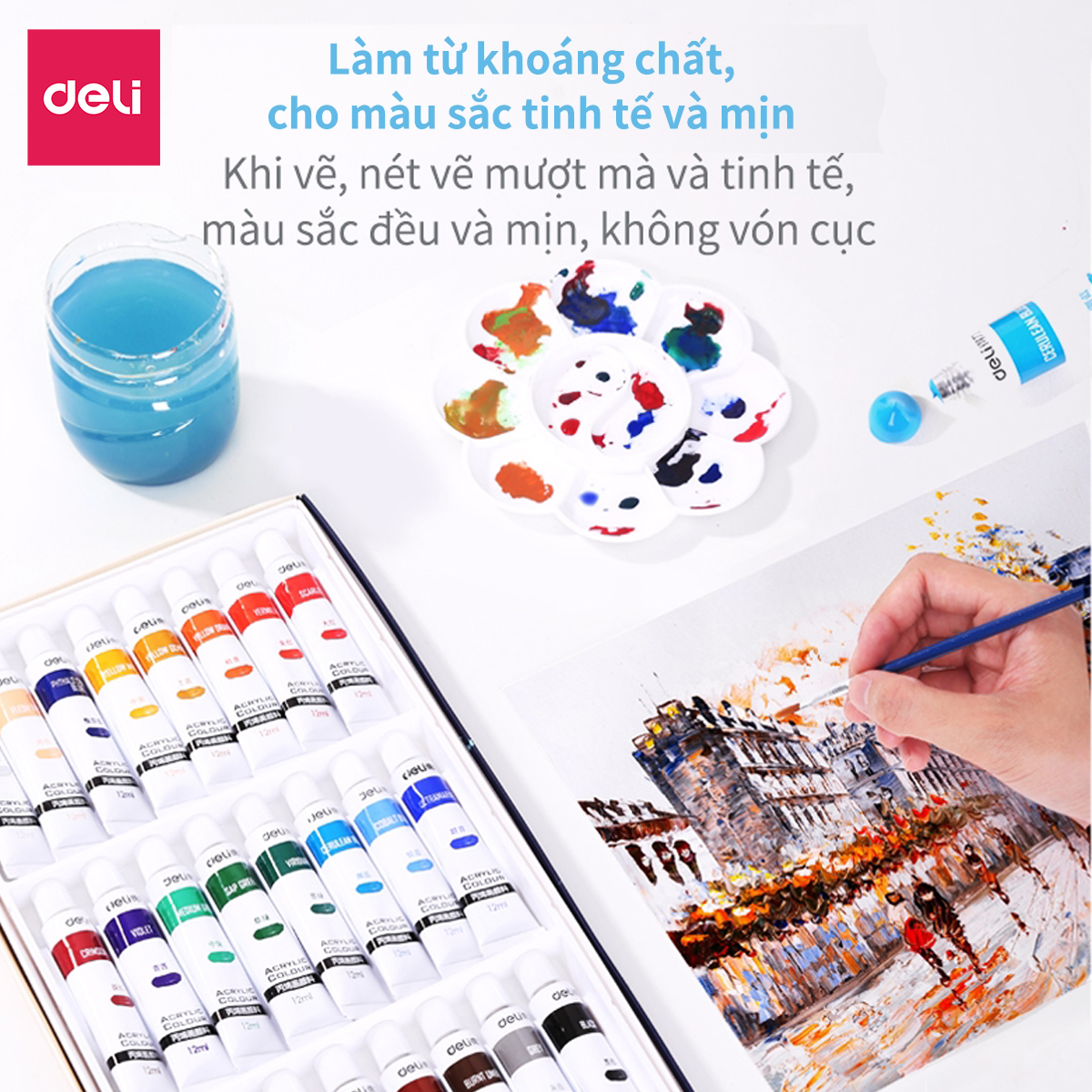 Màu Acrylic Chuyên Nghiệp Deli - 12/18/24 Màu - 73856/73857/73858